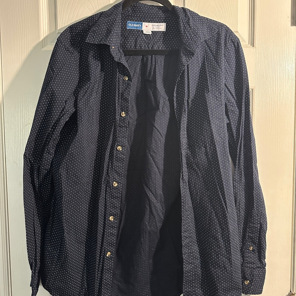 Old Navy Dark Blue Polka Dot Button Down